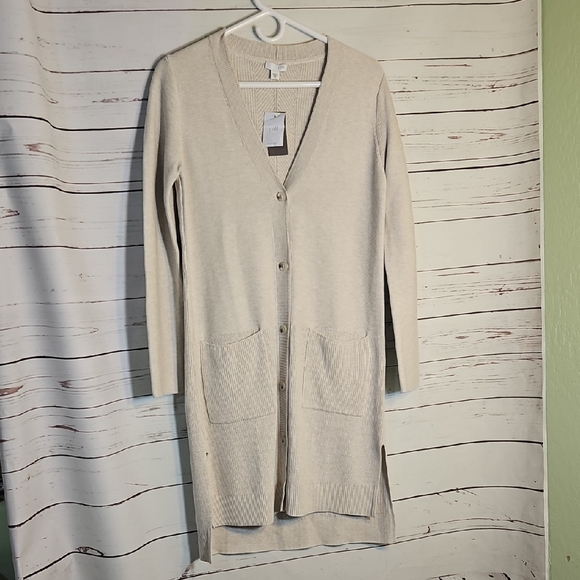 J. Jill. Sweaters - J Jill Button Front Knit Duster Cardigan Pockets Long Sleeve Neutral ,SZ XS